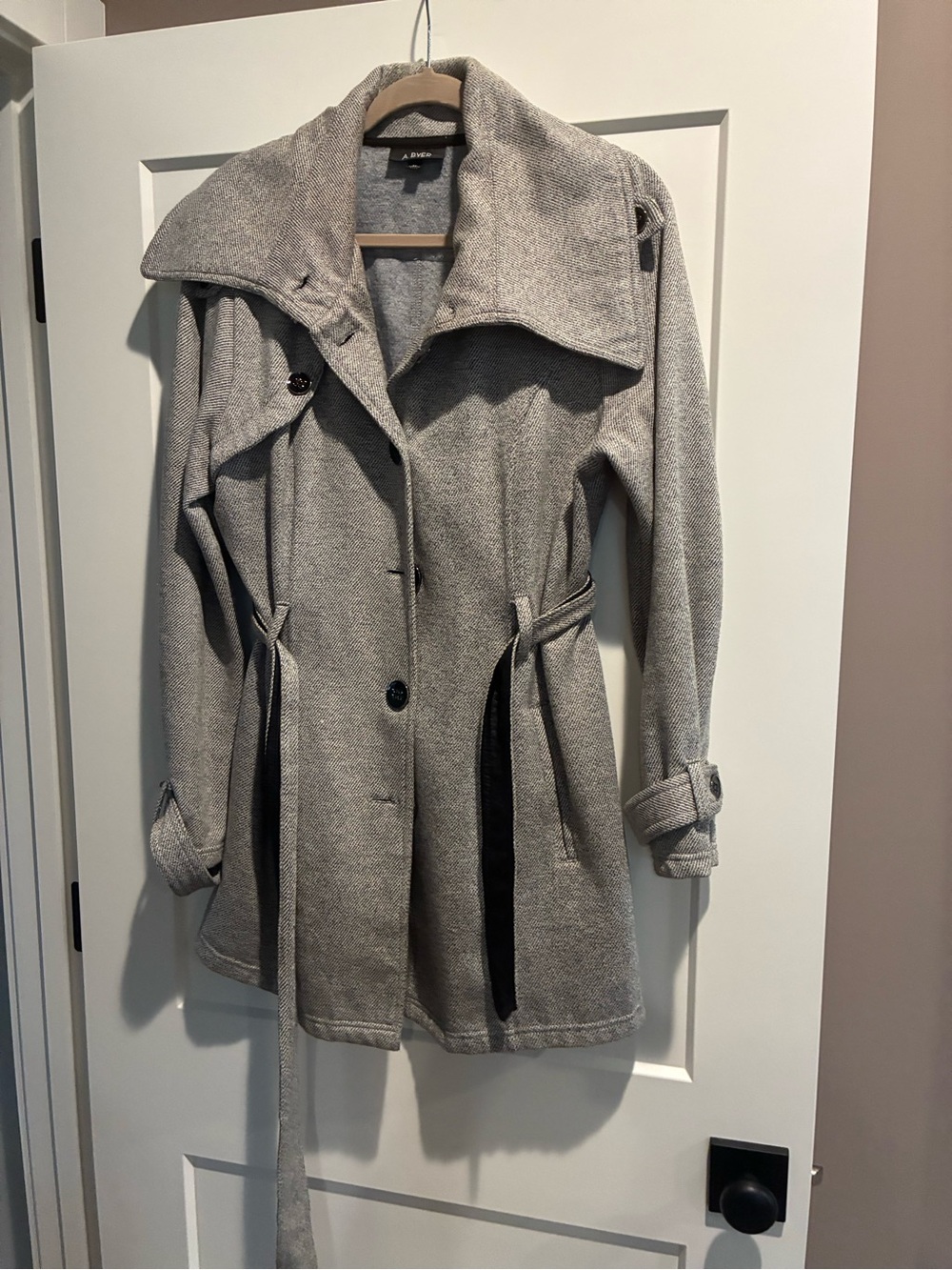 A. Byer Women's Heather Gray Trench Coat with Belt